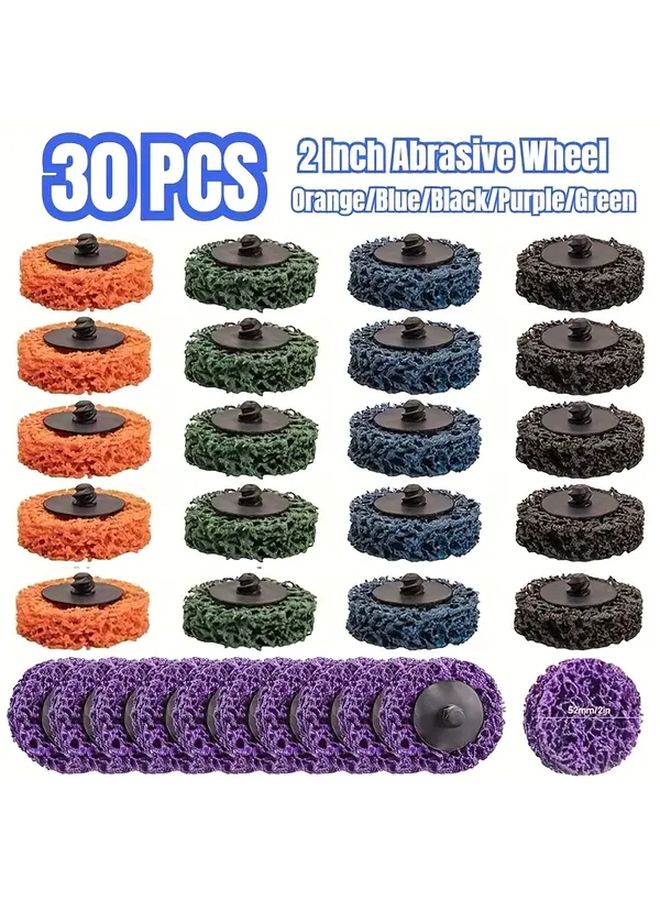 30pcs Quick Change Sanding Wheel Set 2 Inch For Rust Paint Removal Polishing Grinding - Image 2