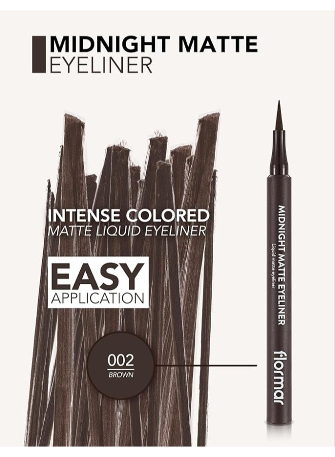 flormar Midnight Matte Liquid Eye Pencil 002 Brown - Image 3