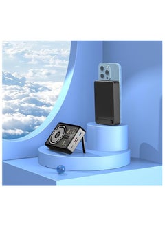 Memorii 10000mAh Magnetic Power Bank 15W Wireless Portable Charger Compatible with Magsafe iPhone PD Power Bank with Transparent Design Magnetic Ring for Other Phones Phone Stand Blue  - Image 5