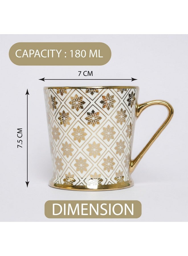 Femora Femora Star Frame Golden Lines Tea Mugs, Ceramic Tea Cups, Coffee Mugs (180 ml, Golden) - 6 Pcs Set (NOT Microwave Safe) - Image 4