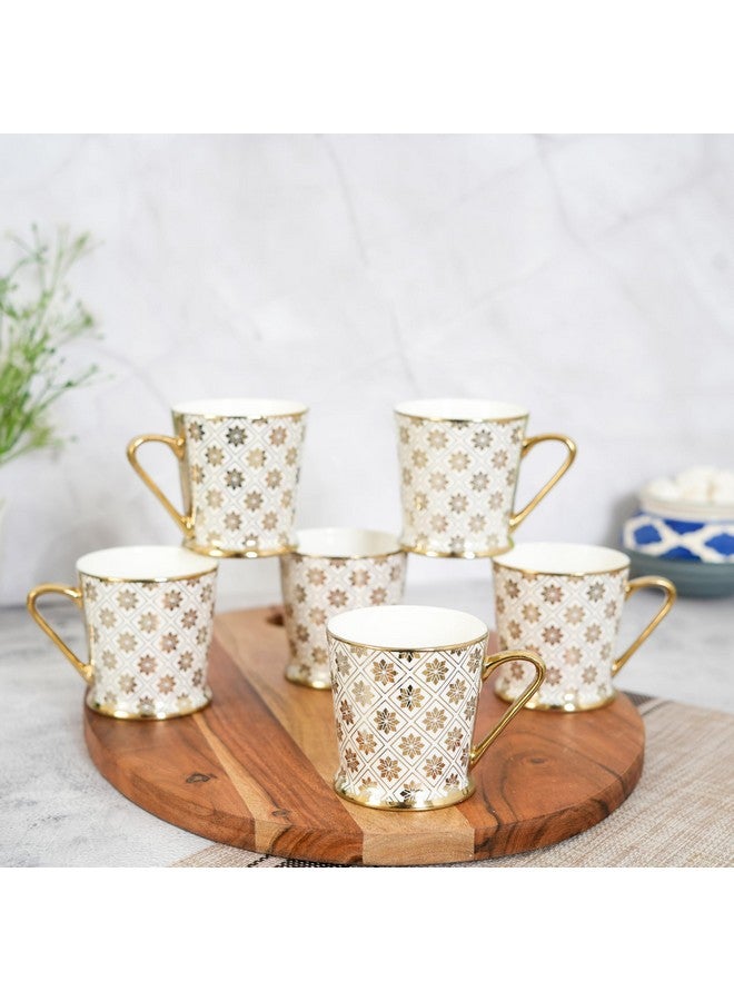 Femora Femora Star Frame Golden Lines Tea Mugs, Ceramic Tea Cups, Coffee Mugs (180 ml, Golden) - 6 Pcs Set (NOT Microwave Safe) - Image 3