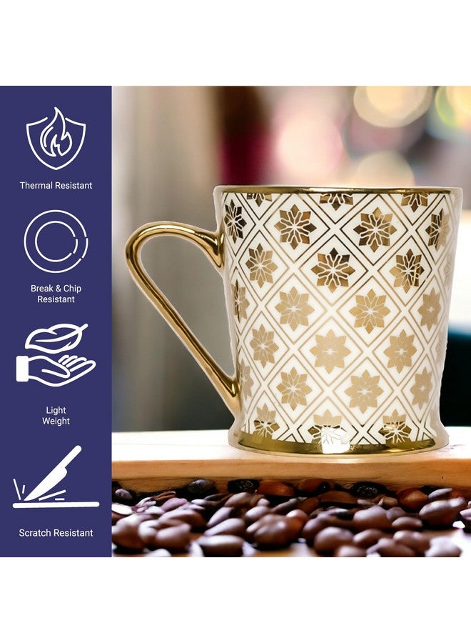Femora Femora Star Frame Golden Lines Tea Mugs, Ceramic Tea Cups, Coffee Mugs (180 ml, Golden) - 6 Pcs Set (NOT Microwave Safe) - Image 5