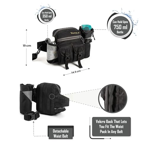 Tripole Waist Pack with Detachable Bottle Holder - Multi-Utility Waist and Sling Bag for Hiking, Cycling, and Backpacking (Blue) - Image 4