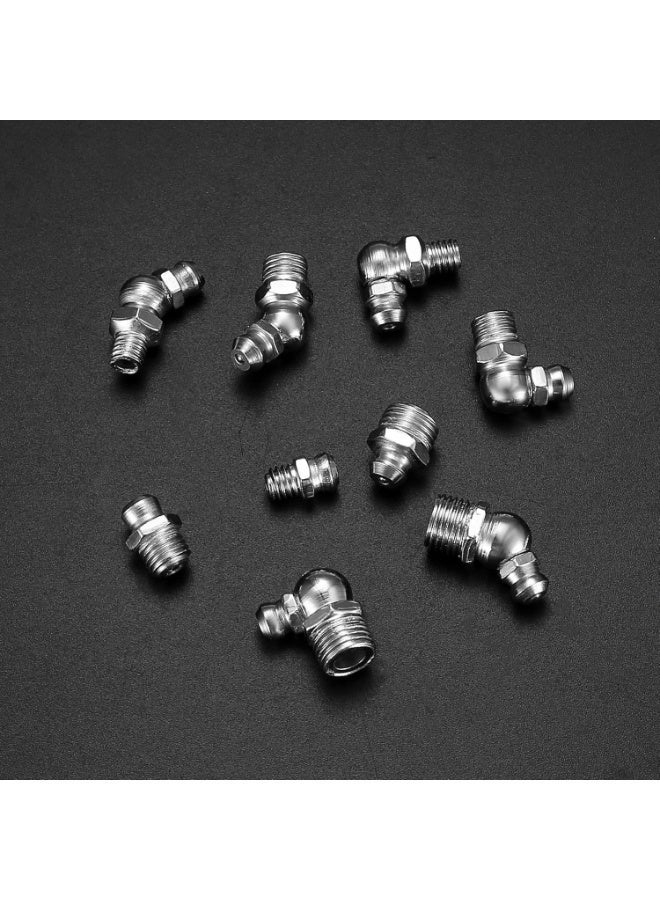 60Pcs Metric Grease Fittings Kit, Straight & Angled Grease Zerk Kit, M6-M10, 45°-180° Hydraulic Grease Fittings for Mechanical Component Lubrication - Image 1
