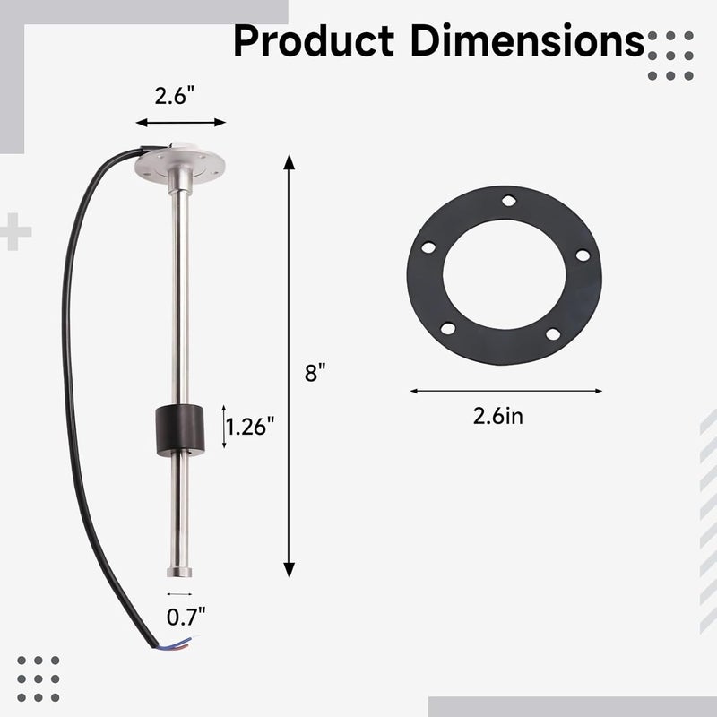 Rv Water Level Sensor, Universal Liquid Gauge for Fuel and Water Tanks, Includes Mounting Kit, for Fire Trucks and Marine - Image 2
