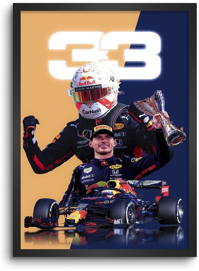 LAMRON Max Verstappen 33 V2 Wall Decoration Art Framed Poster - Image 1