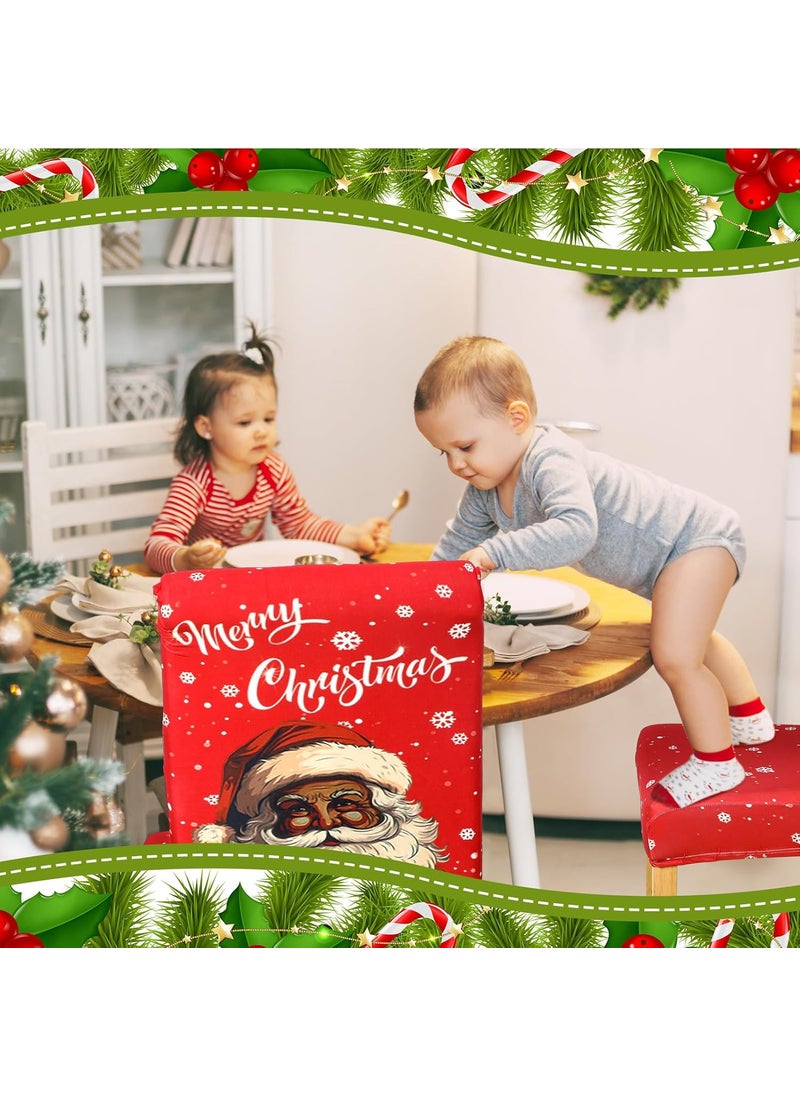 Moukeren Moukeren 6 Pcs Christmas Dinning Chair Covers African American Merry Christmas Chair Slipcovers Protector Black Santa Stretch Washable Removable Cover for Kitchen Dining Room Living Room Decor  - Image 4