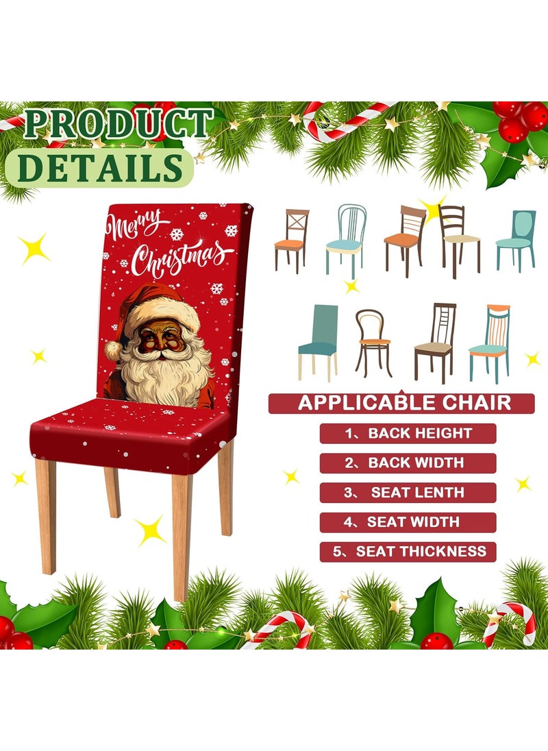 Moukeren Moukeren 6 Pcs Christmas Dinning Chair Covers African American Merry Christmas Chair Slipcovers Protector Black Santa Stretch Washable Removable Cover for Kitchen Dining Room Living Room Decor  - Image 2