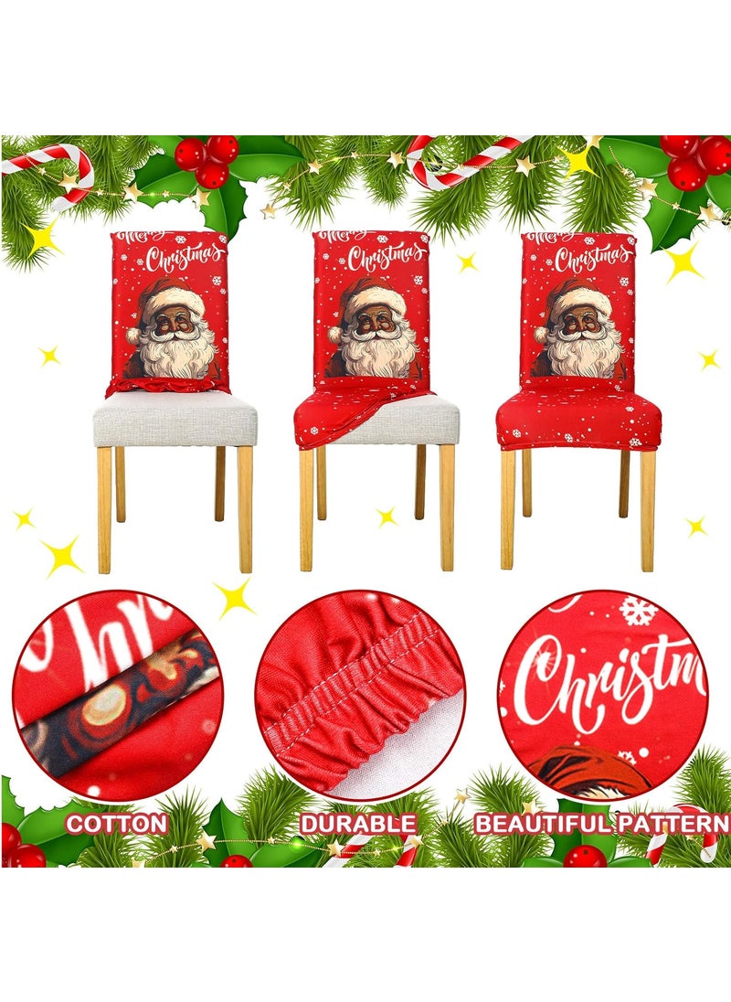 Moukeren Moukeren 6 Pcs Christmas Dinning Chair Covers African American Merry Christmas Chair Slipcovers Protector Black Santa Stretch Washable Removable Cover for Kitchen Dining Room Living Room Decor  - Image 5