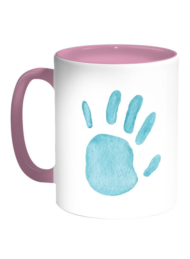 RKN Palm Of The Hand Printed Coffee Mug White/Pink 11ounce - Image 2