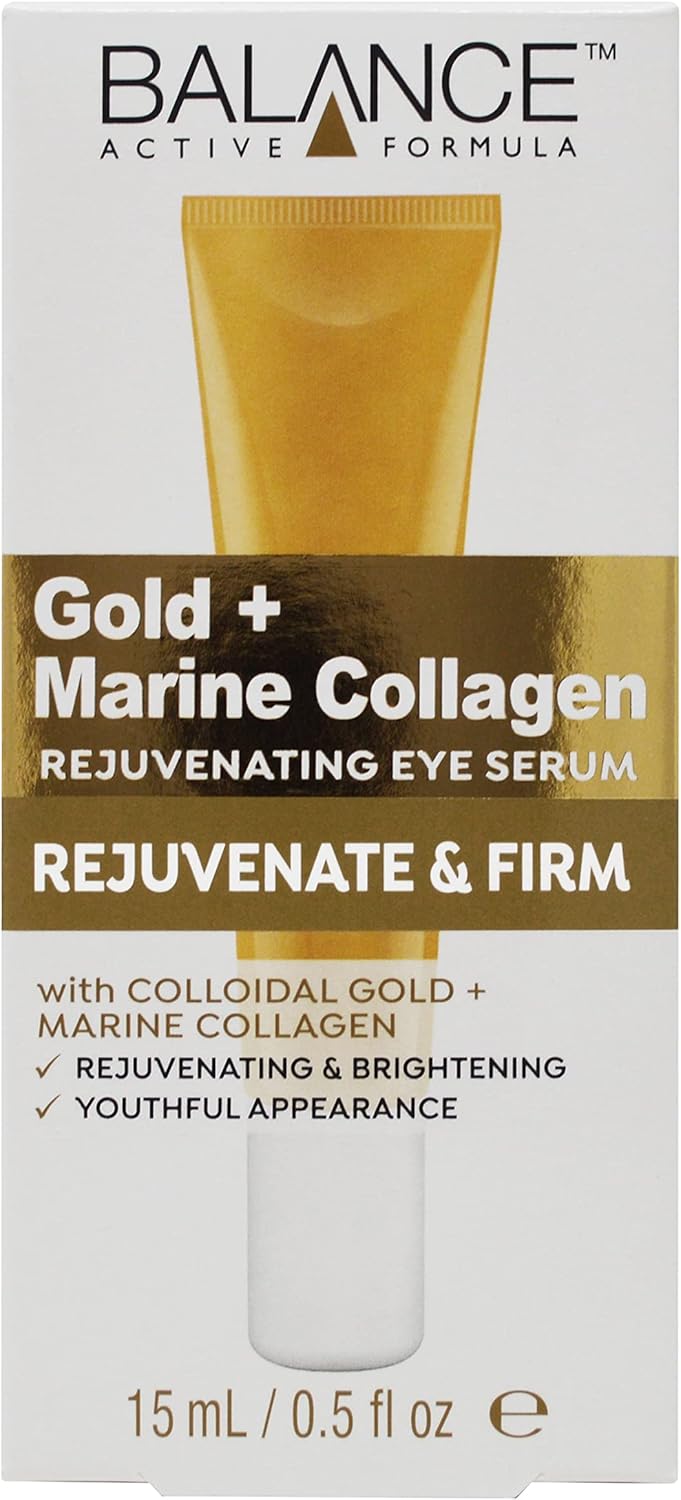 Balance Active Formula Gold and Marine Collagen Rejuvenating Eye Serum 15 ml Absorbs Fast and Pleasantly Refreshes the Skin to Reduce the Appearance of Fine Lines and Wrinkles