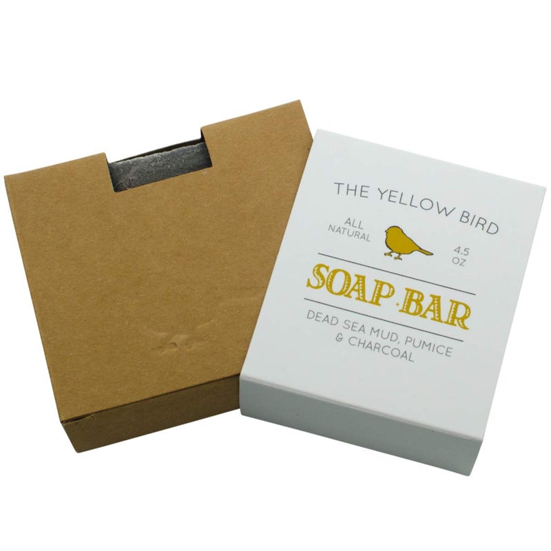 The Yellow Bird Dead Sea Mud Soap Bar - With Exfoliating Pumice Scrub & Detoxifying Charcoal. Organic & Natural Essential Oils. Made in USA for Men and Women. Face, Hand, Body Soap - Image 2
