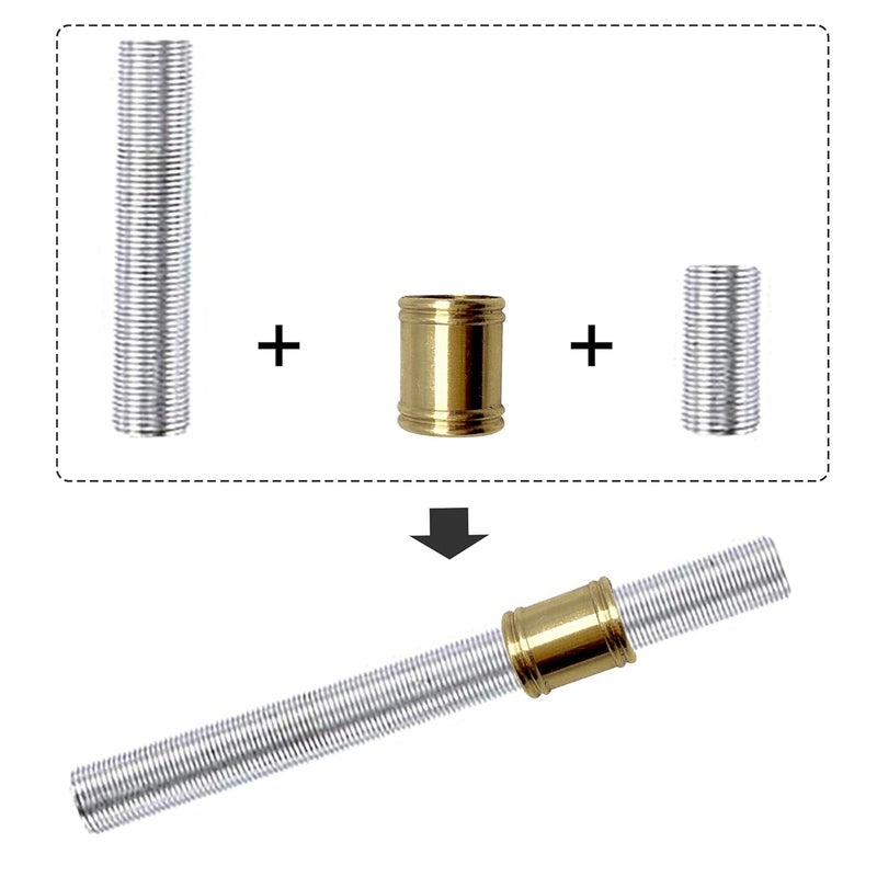 ECUDIS 10 PCS Lamp Pipe Brass Coupling 0.6 Inch Long 1/8 IP for Lamp Rod and Light Fixture Assemlby or Repair Lamp Tube Threaded Locknuts - Image 3