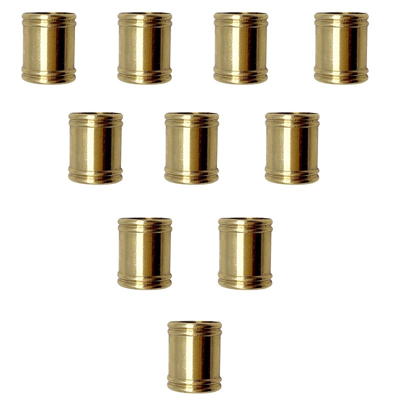 ECUDIS 10 PCS Lamp Pipe Brass Coupling 0.6 Inch Long 1/8 IP for Lamp Rod and Light Fixture Assemlby or Repair Lamp Tube Threaded Locknuts - Image 1