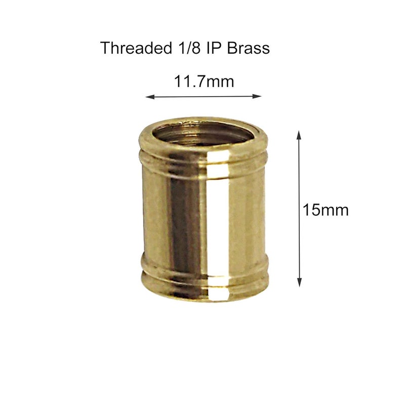 ECUDIS 10 PCS Lamp Pipe Brass Coupling 0.6 Inch Long 1/8 IP for Lamp Rod and Light Fixture Assemlby or Repair Lamp Tube Threaded Locknuts - Image 2