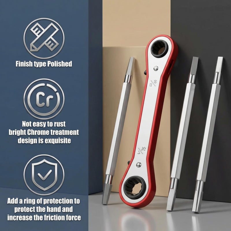 Chumia 4 Pcs Metal Seat Removal Set Including 3 Removal Tools and a 3/8 Inch and 7/16 Inch Ratchet Shower Cartridge Faucet, Remove and Install Hex or Square Faucet Seats Tool - Image 4