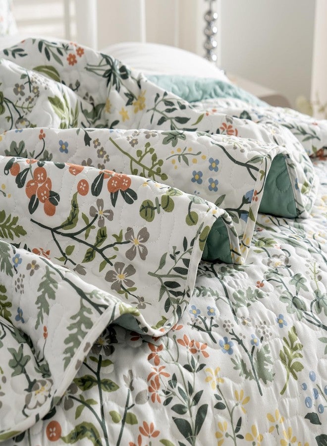 BUPIRD Floral Quilt Set King 3 Pieces Soft Lightweight Microfiber Bedspread Coverlet King Quilt Bedding Set Garden Botanical Floral Printed Quilt Set 1 Quilt and 2 Pillow Shams for All Season - Image 5