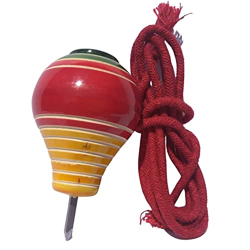Amit Marketing Wooden Spinning Lattu Pack of 6 Pcs - Multicolor I with Thread I Bhawra I Latto I Bambaram I Traditional Indian Game I Outdoor Games I Fun & Therapeutic I Toys for Kids & Adults - Image 3