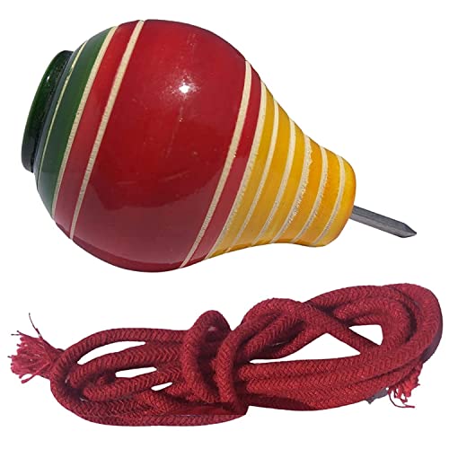 Amit Marketing Wooden Spinning Lattu Pack of 6 Pcs - Multicolor I with Thread I Bhawra I Latto I Bambaram I Traditional Indian Game I Outdoor Games I Fun & Therapeutic I Toys for Kids & Adults - Image 4