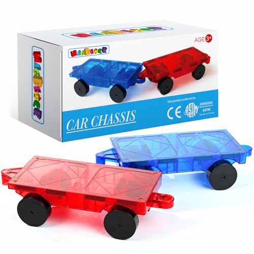 MAGBLOCK 2 Piece Car Set Suitable for Magnetic Blocks Tiles Magnetic Toy Vehicles and Accessories Therefor Expand and Enrich Your Magnet Tiles STEM Educational Toys - Image 1