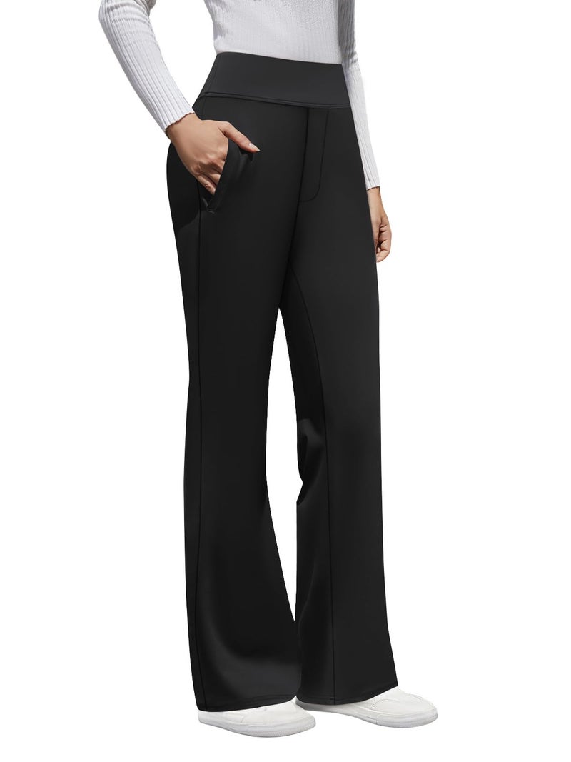 DLOODA Womens High Waist Dress Pants Business Casual Work Pants Stretchy Bootcut Pull On Slacks Office Trousers with Pockets (Black XS) - Image 1
