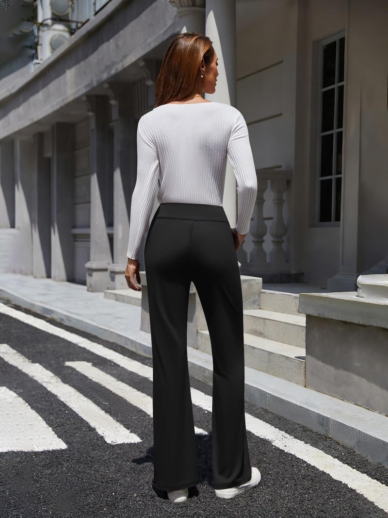 DLOODA Womens High Waist Dress Pants Business Casual Work Pants Stretchy Bootcut Pull On Slacks Office Trousers with Pockets (Black XS) - Image 3