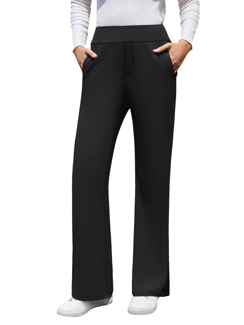 DLOODA Womens High Waist Dress Pants Business Casual Work Pants Stretchy Bootcut Pull On Slacks Office Trousers with Pockets (Black XS) - Image 2