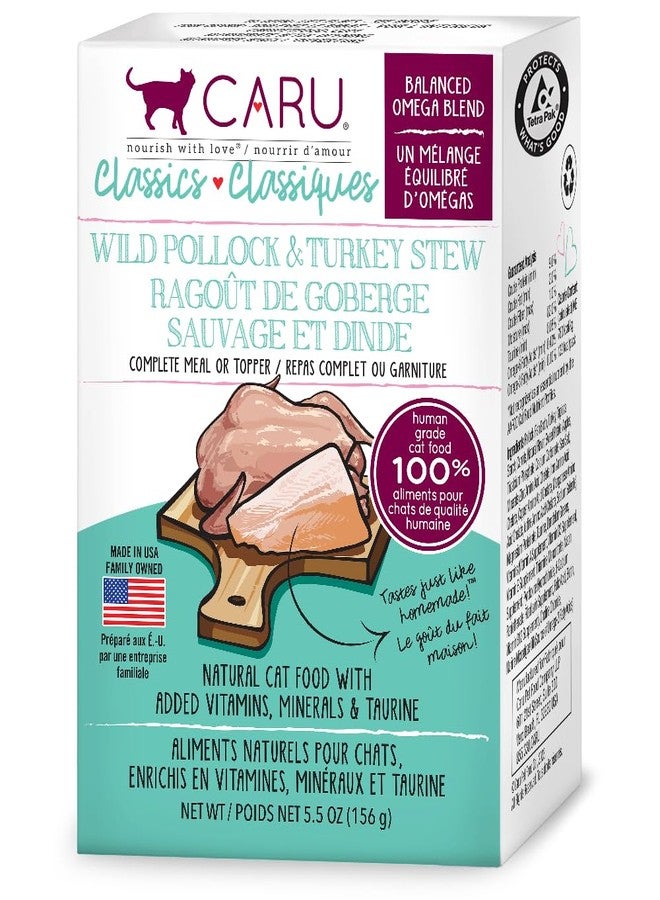 CARU Classics Wild Pollock & Turkey Stew Wet Cat Food, 5.5-oz Box, case of 12 - Image 1