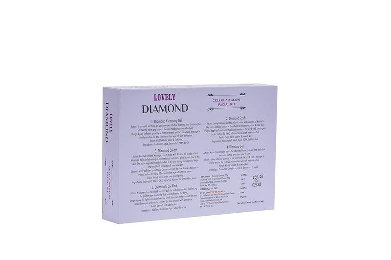 LOVELY Diamond Cellular Facial Kit Luminous and Radiant Complexion Blend of Herbs Extract 100 Grams - Image 5