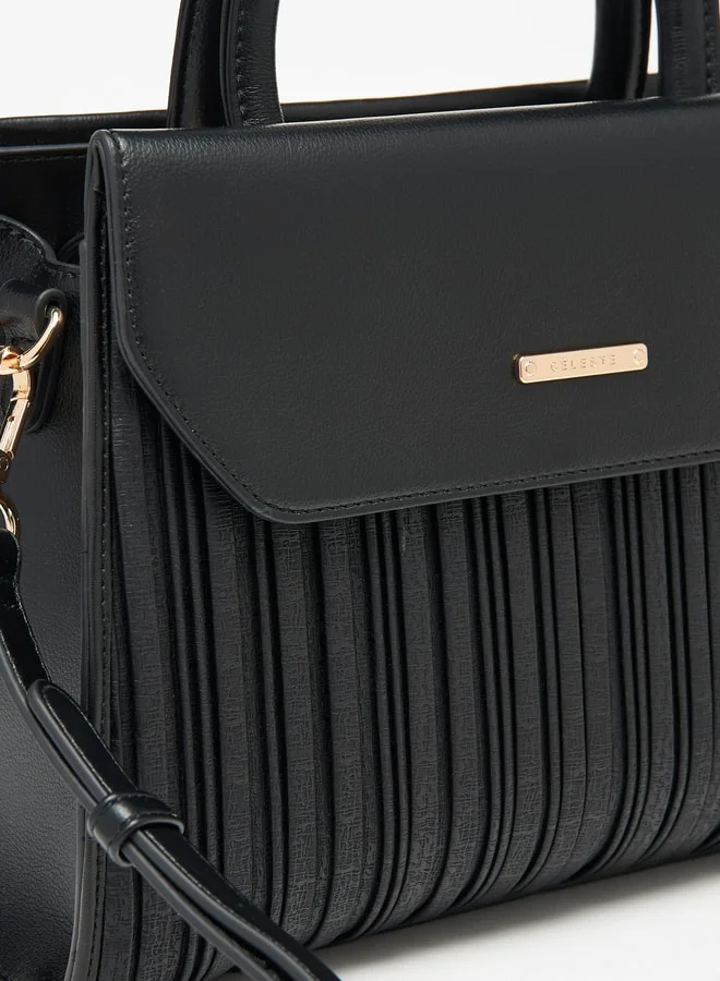سيليست Women's Pleated Satchel Bag with Top Handle and Detachable Strap