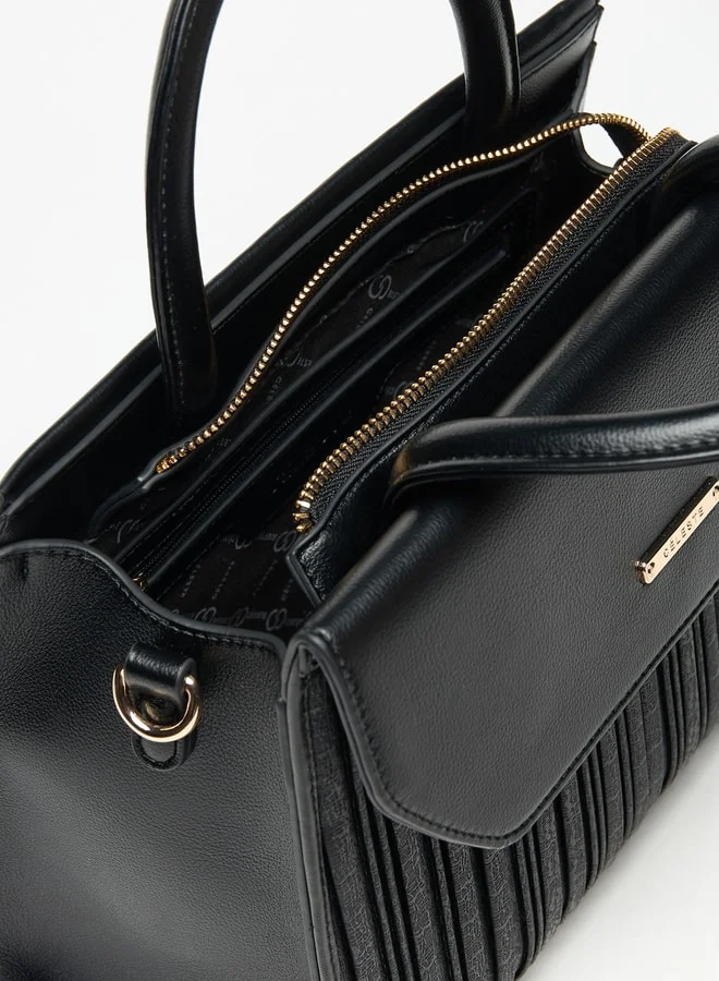 سيليست Women's Pleated Satchel Bag with Top Handle and Detachable Strap