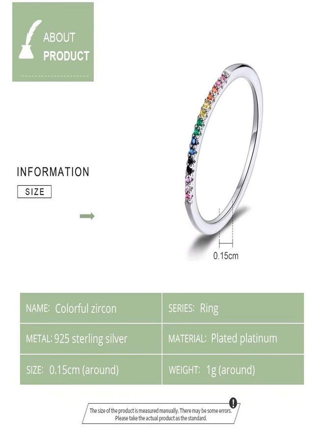Qings Rainbow Color Finger Rings Sterling Silver CZ Shiny Finger Ring Birthday Gift for All Moms - Image 5