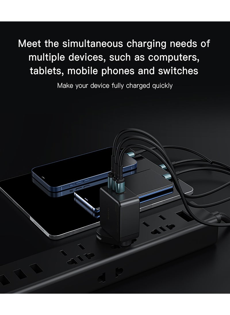 Yesido - Yesido YC42 GaN Charger with 3 Ports  (3 in 1) Replacible Charging Plug 65W Mini Fast Charger for EU US UK - Black - Image 1