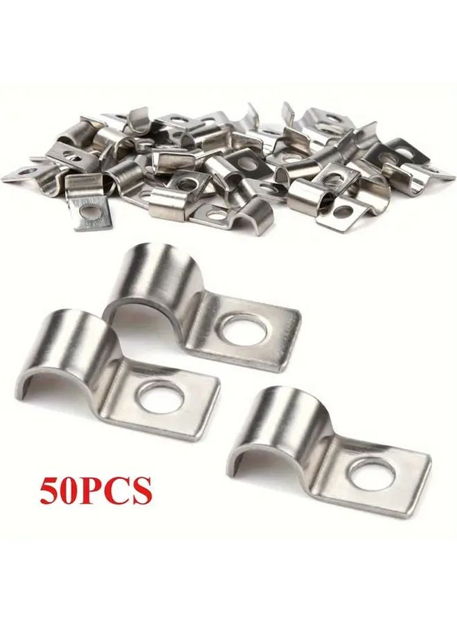50pcs Zinc Plated Single Hole Pipe Clamp Cable Clamps Heavy Duty Electrical Conduit Straps - Image 2