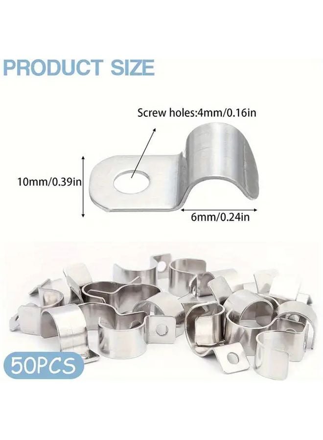 50pcs Zinc Plated Single Hole Pipe Clamp Cable Clamps Heavy Duty Electrical Conduit Straps - Image 3