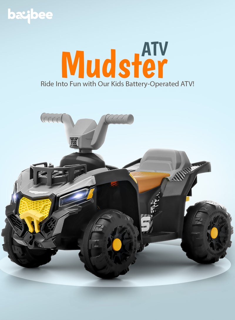 BAYBEE Mudster ATV Battery Operated Bike for Kids | Rechargeable Ride on Baby Bike with Light, USB & Music | Kids Bike Beach ATV Bike for Kids | Electric Bike for Kids 2 to 5 Year Boy Girl Grey - Image 1