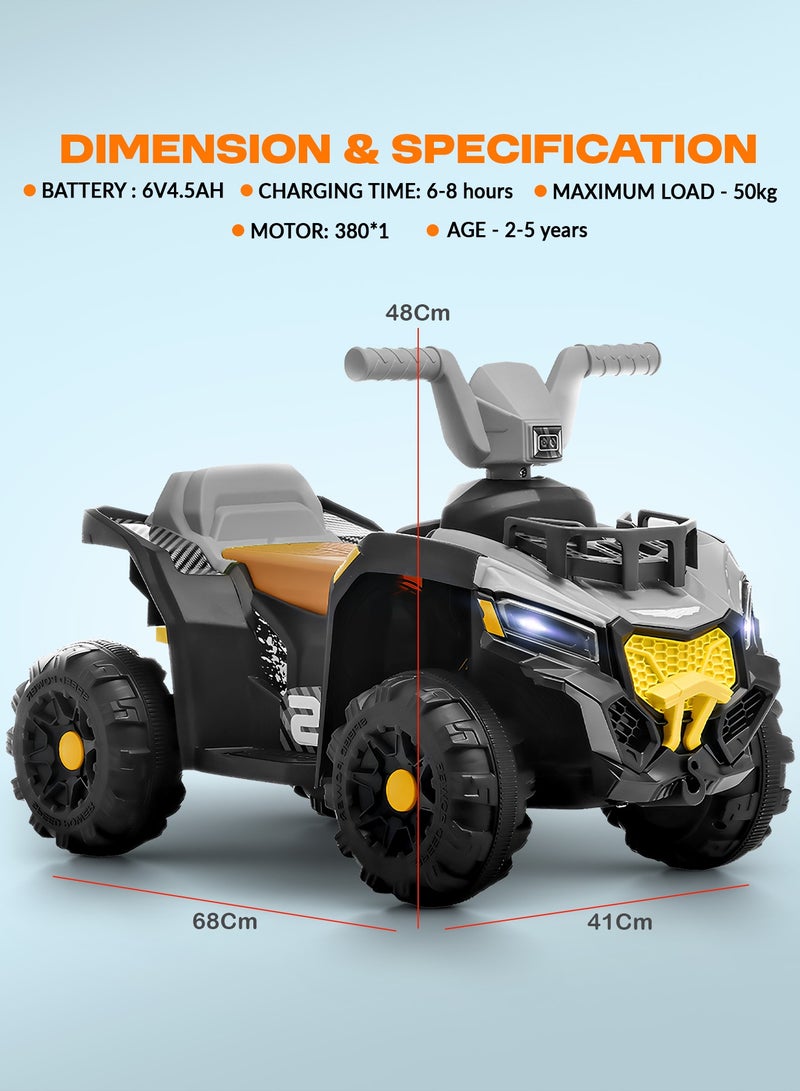 BAYBEE Mudster ATV Battery Operated Bike for Kids | Rechargeable Ride on Baby Bike with Light, USB & Music | Kids Bike Beach ATV Bike for Kids | Electric Bike for Kids 2 to 5 Year Boy Girl Grey - Image 5