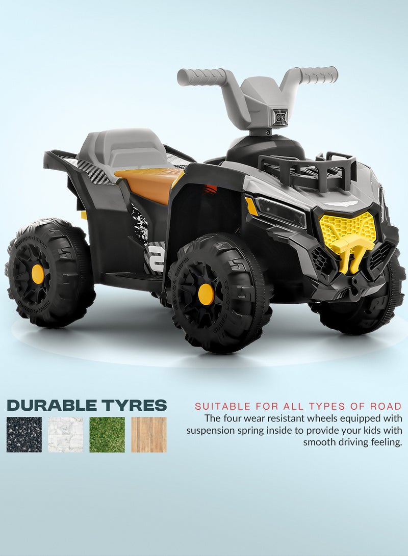 BAYBEE Mudster ATV Battery Operated Bike for Kids | Rechargeable Ride on Baby Bike with Light, USB & Music | Kids Bike Beach ATV Bike for Kids | Electric Bike for Kids 2 to 5 Year Boy Girl Grey - Image 4