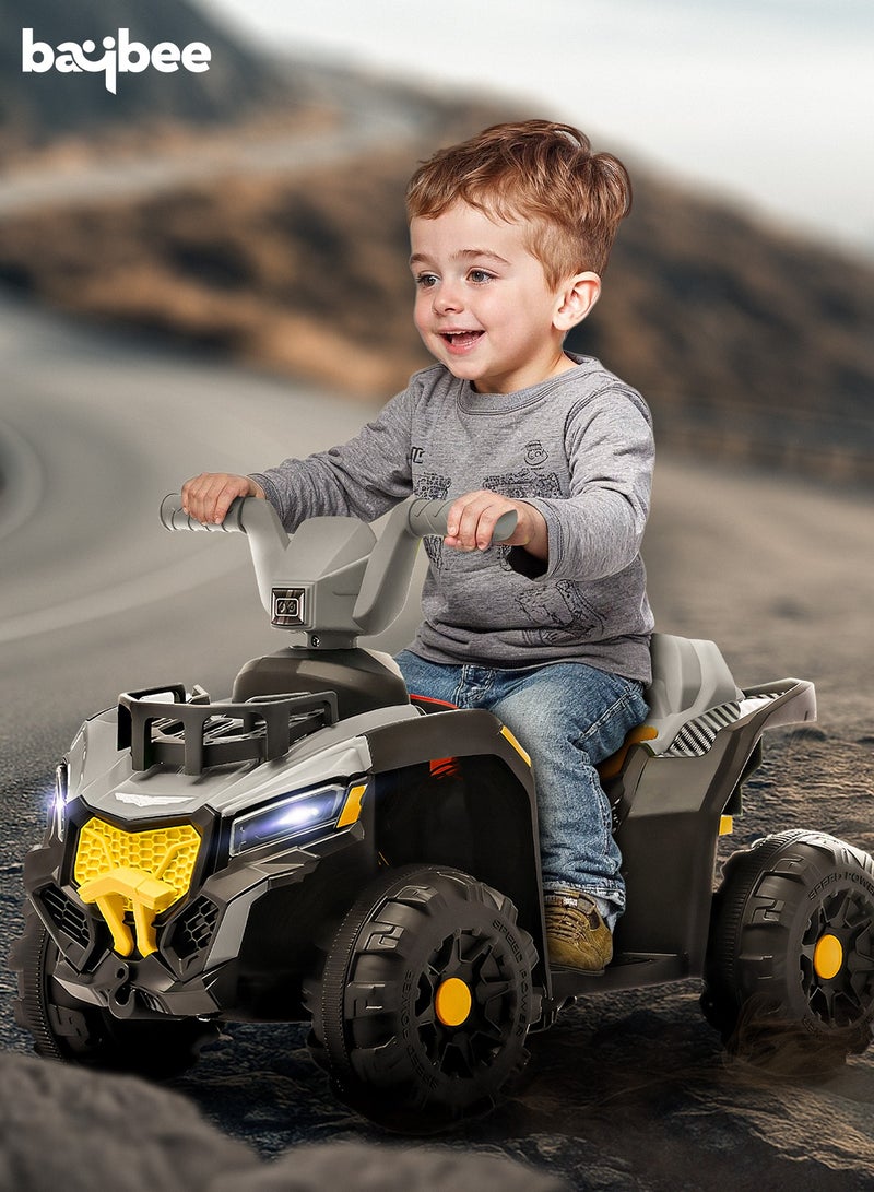 BAYBEE Mudster ATV Battery Operated Bike for Kids | Rechargeable Ride on Baby Bike with Light, USB & Music | Kids Bike Beach ATV Bike for Kids | Electric Bike for Kids 2 to 5 Year Boy Girl Grey - Image 2