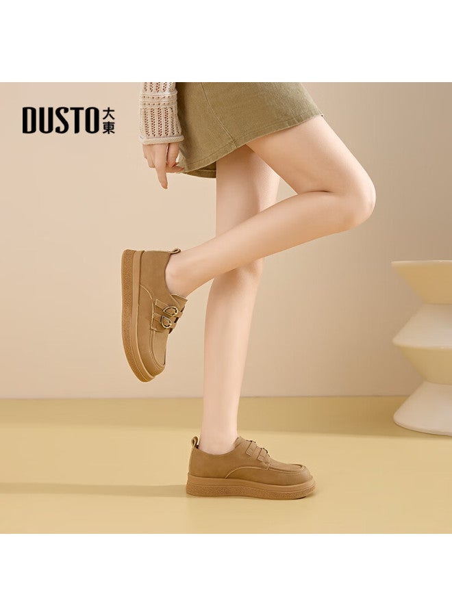 DUSTO Da Dong Le Fu Women's Shoes Spring New British Style Retro Thick-soled Height-increasing All-match Single Shoes 0204 - Image 1
