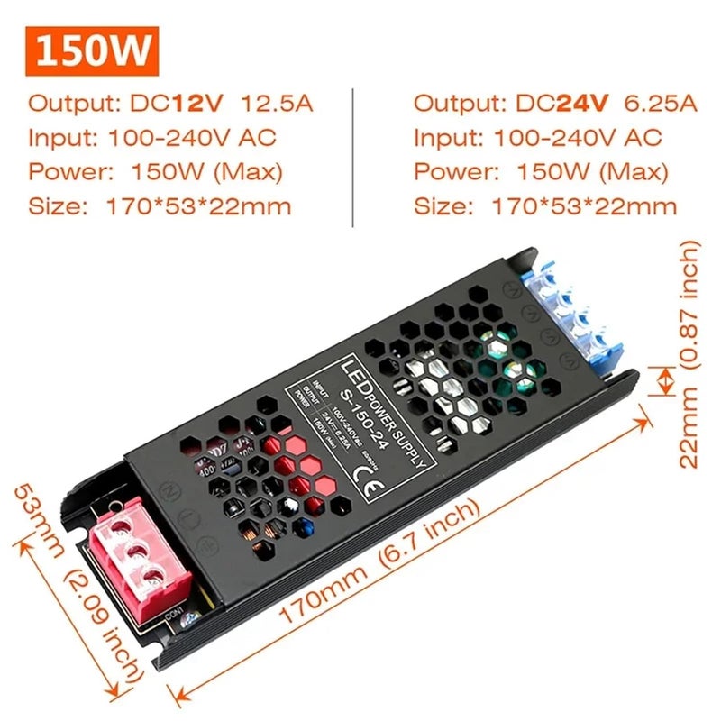 Ultra Thin LED Strip Driver Constant Voltage Power Supply DC 12V 150W - Image 3
