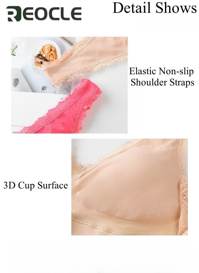 REOCLE Women's Front Cross Side Buckle Lace Bras Sports Bras Comfy Corset Bra Wireless Push Up Seamless Bra - Image 3