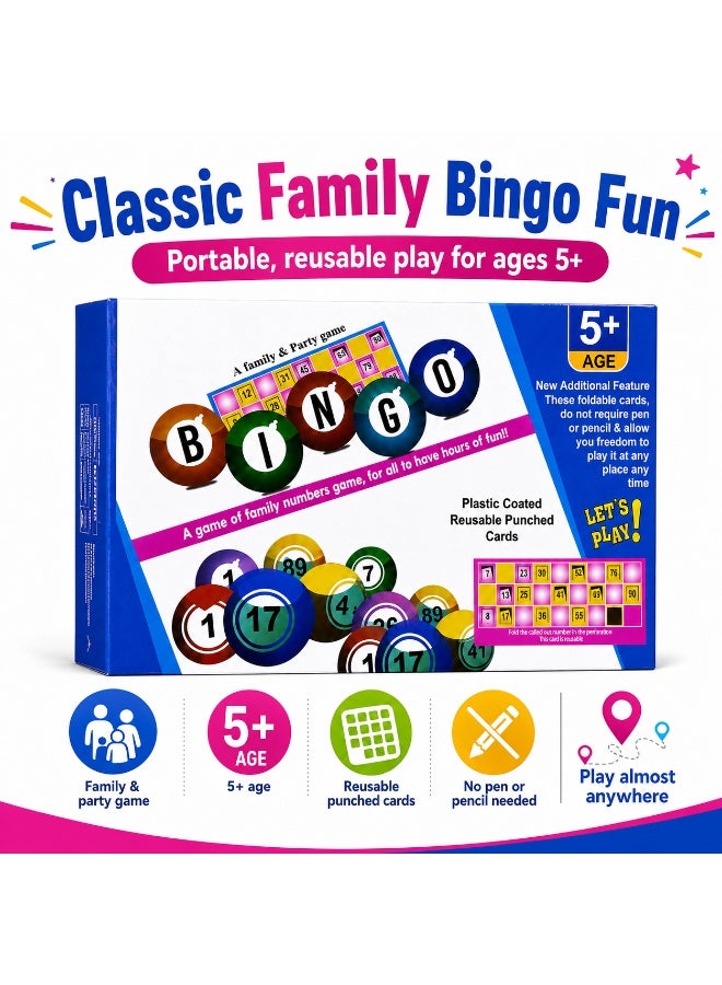 Bingo Game for Kids & Families with Reusable Punched Cards - Ages 5+ - Image 3