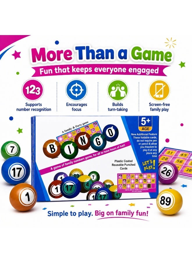 Bingo Game for Kids & Families with Reusable Punched Cards - Ages 5+ - Image 2