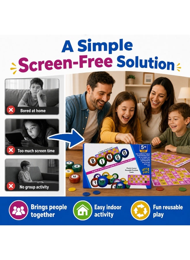 Bingo Game for Kids & Families with Reusable Punched Cards - Ages 5+ - Image 5