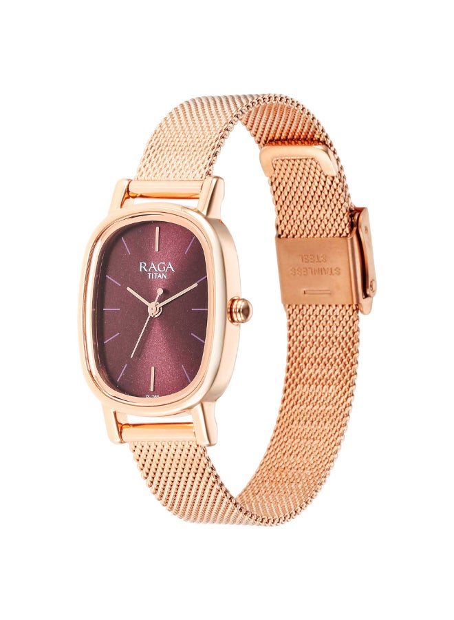 TITAN Womens Raga Viva V Phase II Brown Dial Stainless Steel Analog Watch - 2665WM01, Rose Gold Plating - Image 3
