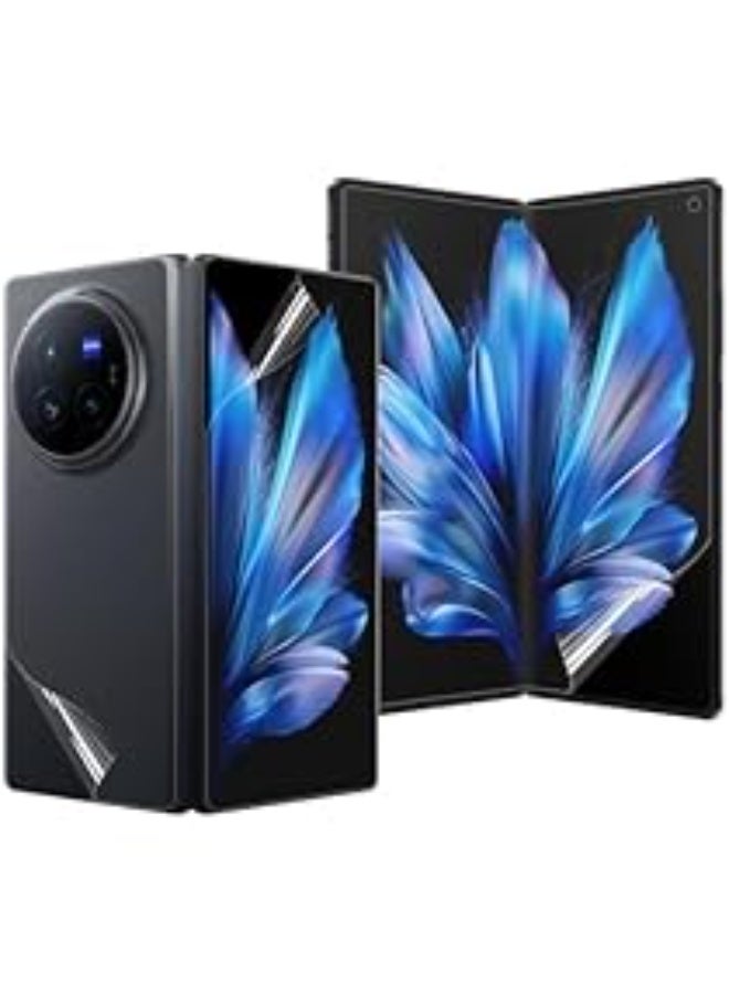 A set of three transparent hydrogel protectors (inner screen, outer screen, and back) compatible with Vivo X Fold 5