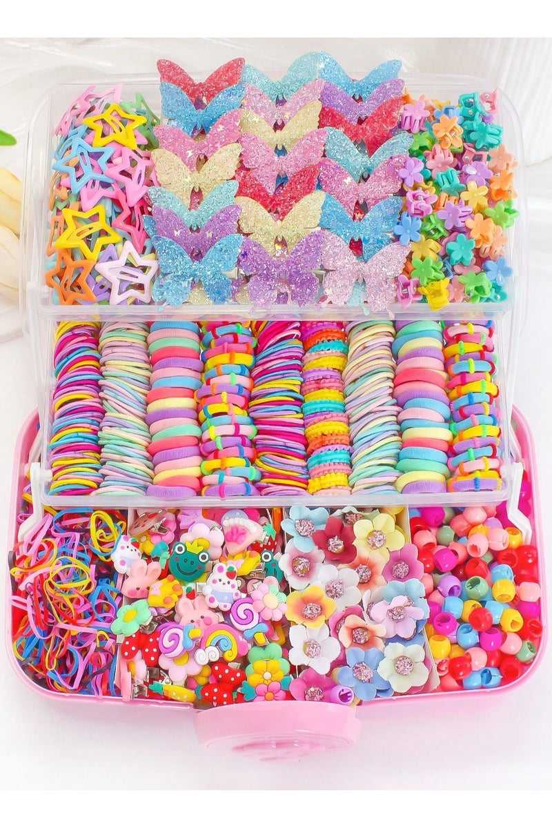 Generic Girls' Hair Accessories Set – 510 Pieces Including Clips and Hair Ties in a Variety of Colors and Unique Shapes. Offers Endless Hairstyling Options and Makes a Practical and Special Gift for Girls of All Ages - Image 1