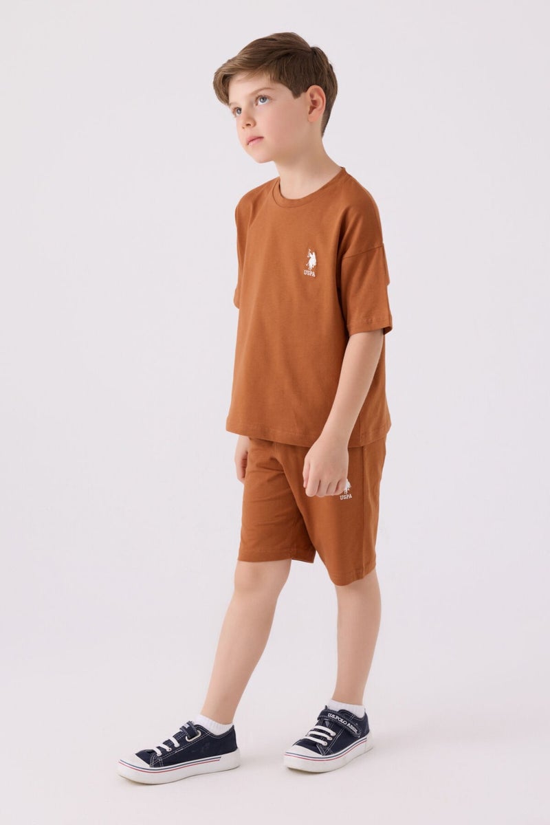 U.S. Polo Assn. Boys Light Brown Bermuda Set  - Image 1