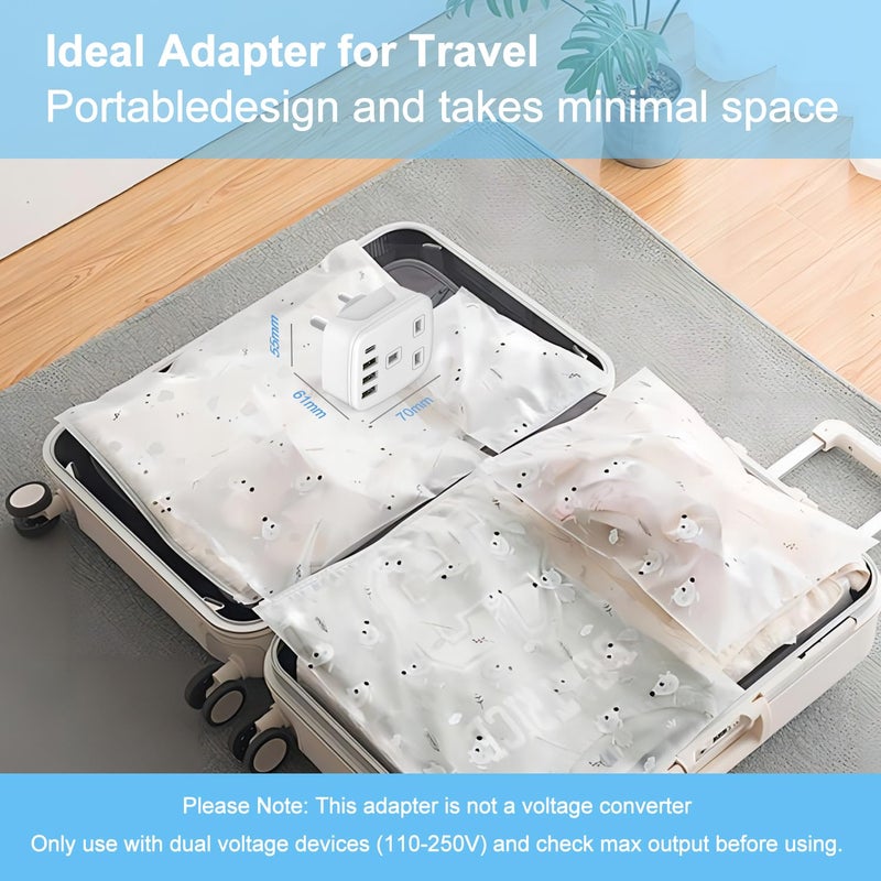Amoi UK to India Plug Adapter India to UK Plug Adapter Sri Lanka Plug Adapter,- 4 USB Ports 17W USB C Fast Travel Charger, Grounded, For India, Pakistan, Sri Lanka, Yemen (Type D) - Image 5